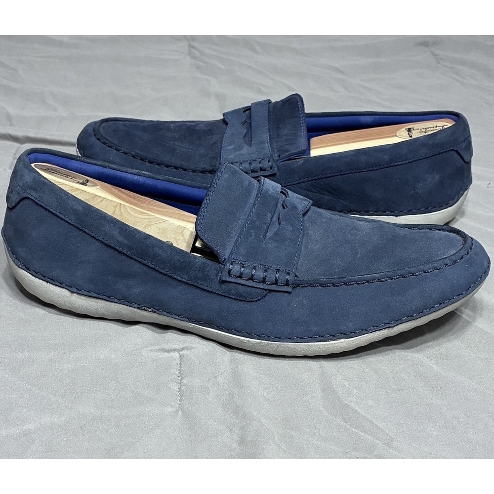 Cole Haan MotoGrand Shoes Men's 11 M Blue Nubuck Penny Driving Loafers Venetian